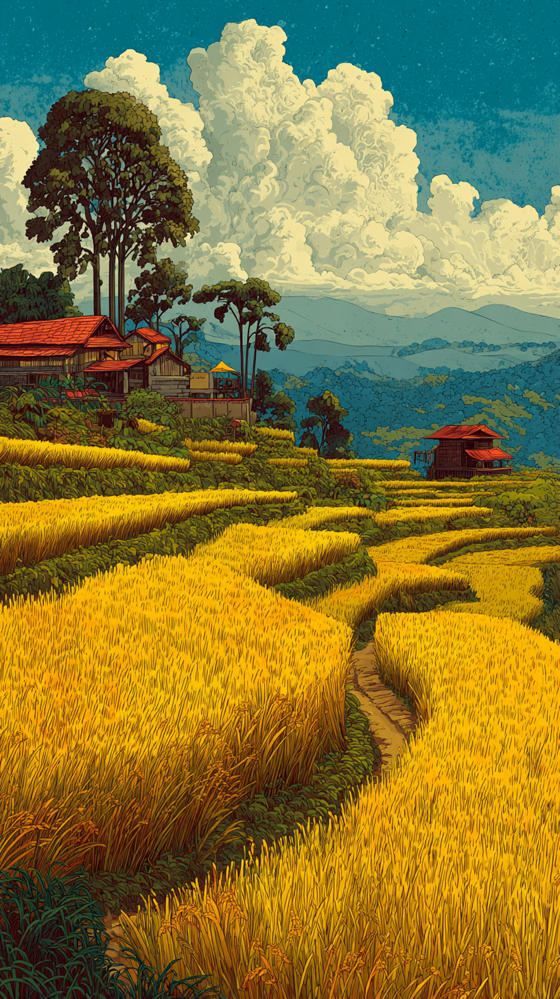 fond d'écran Rizière android gratuit