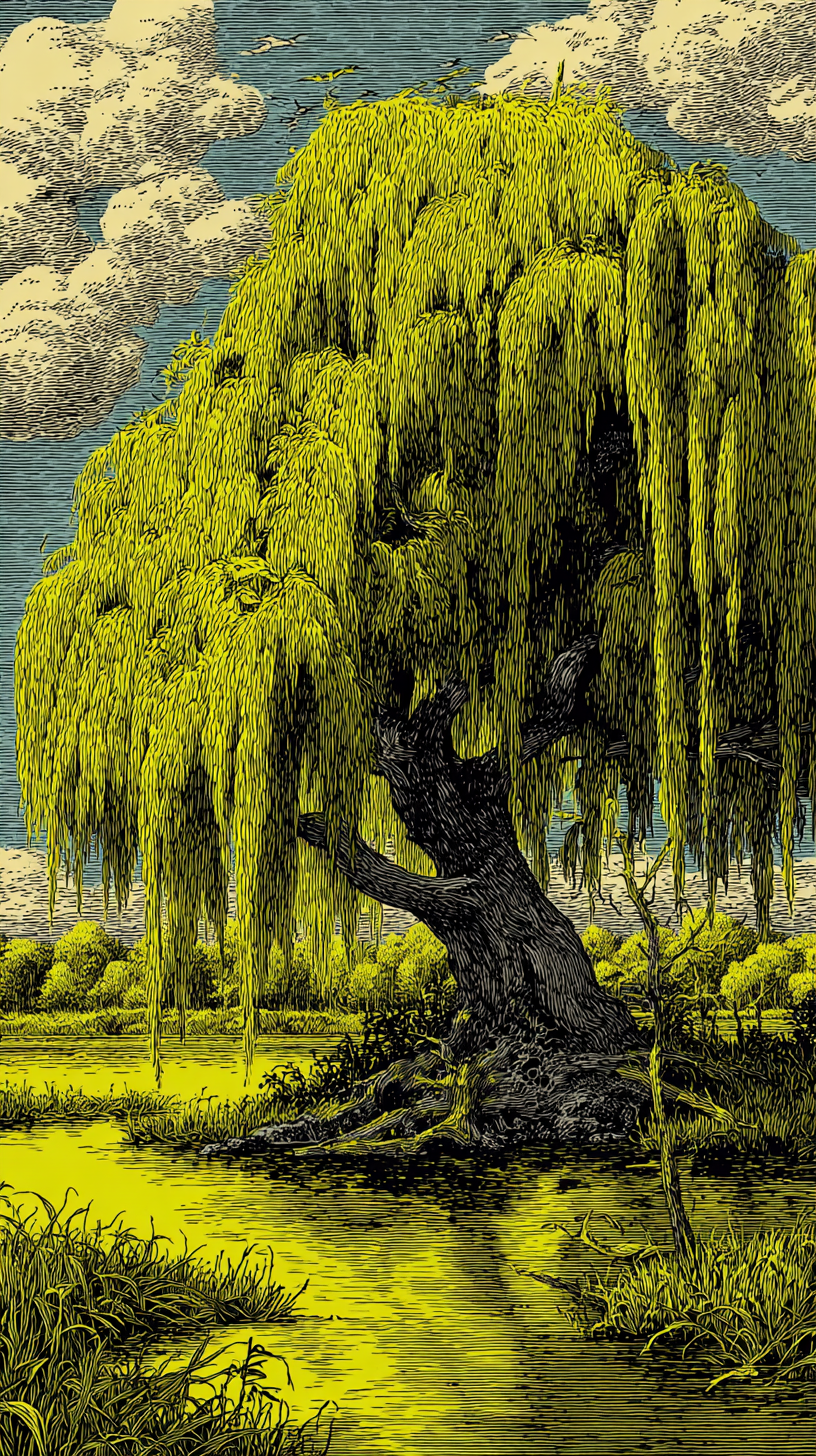 fond d'écran Saule iphone 15 pro télécharger gratuit