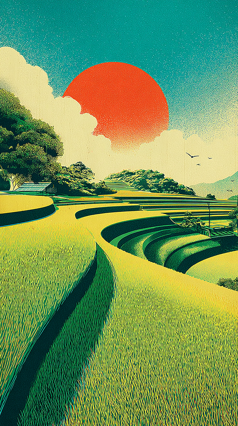 fond d'écran Rizière iphone x gratuit