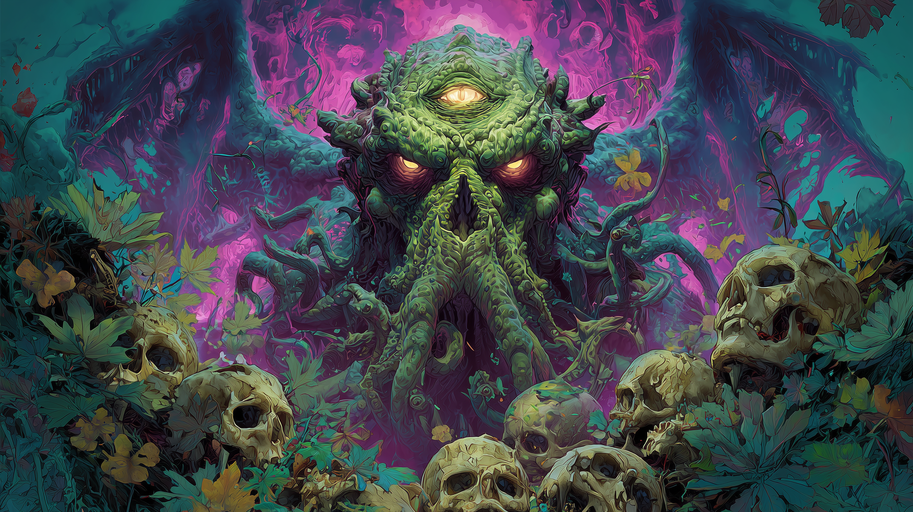 fond d'écran Cthulhu 3840x1080 téléchargement gratuit