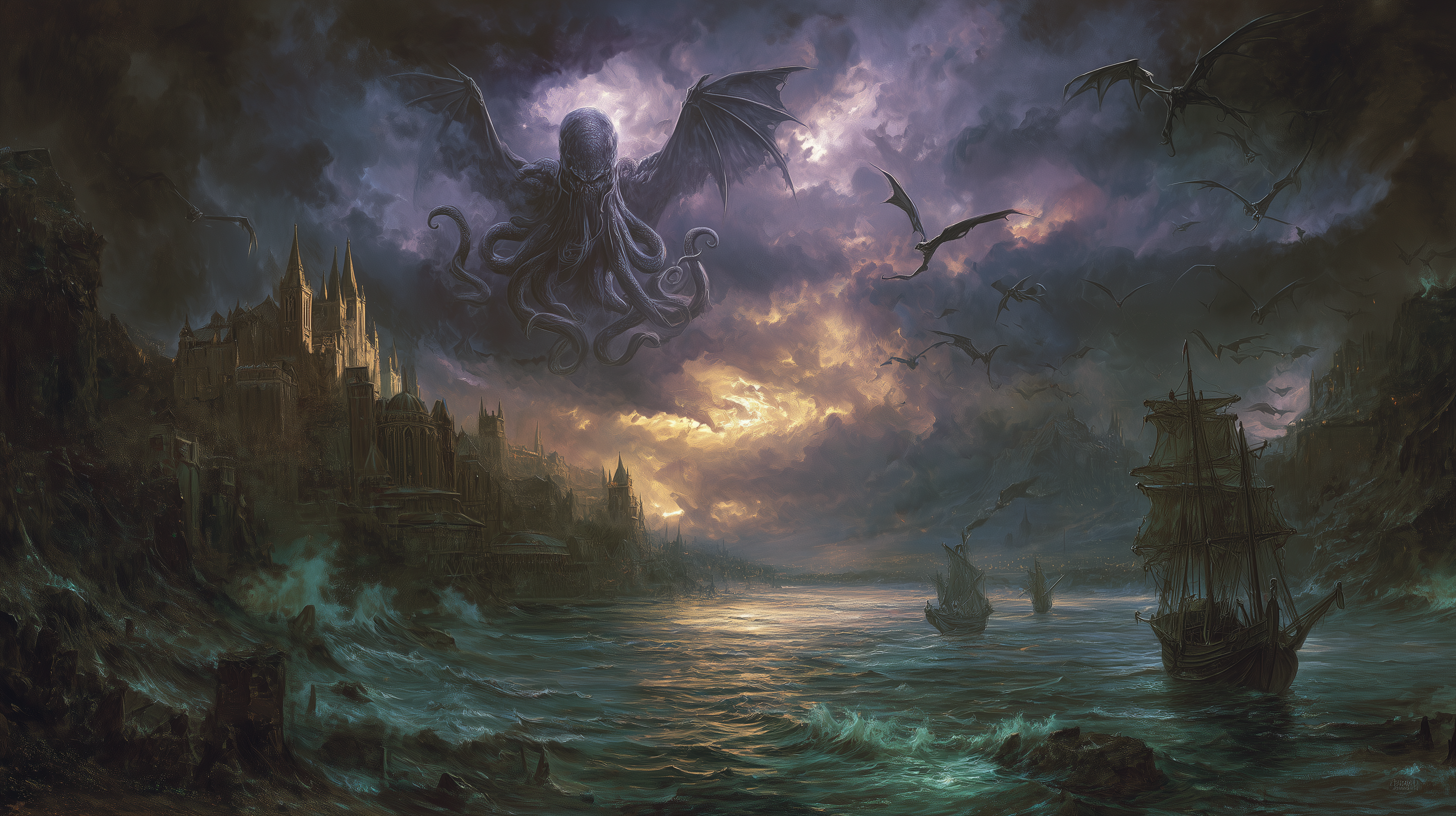 fond d'écran Cthulhu pc 3440x1440 téléchargement gratuit