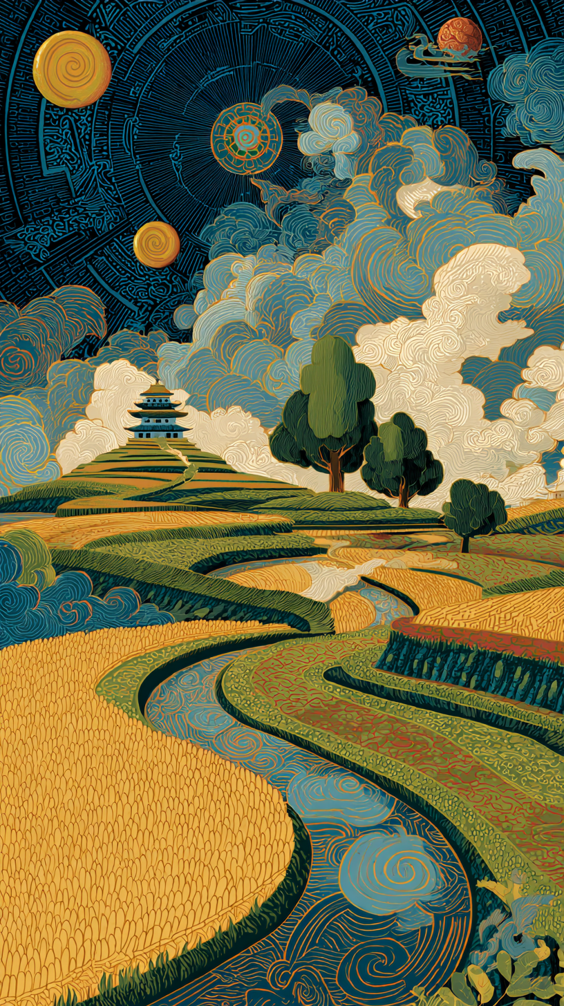 fond d'écran Rizière téléphone Oppo gratuit