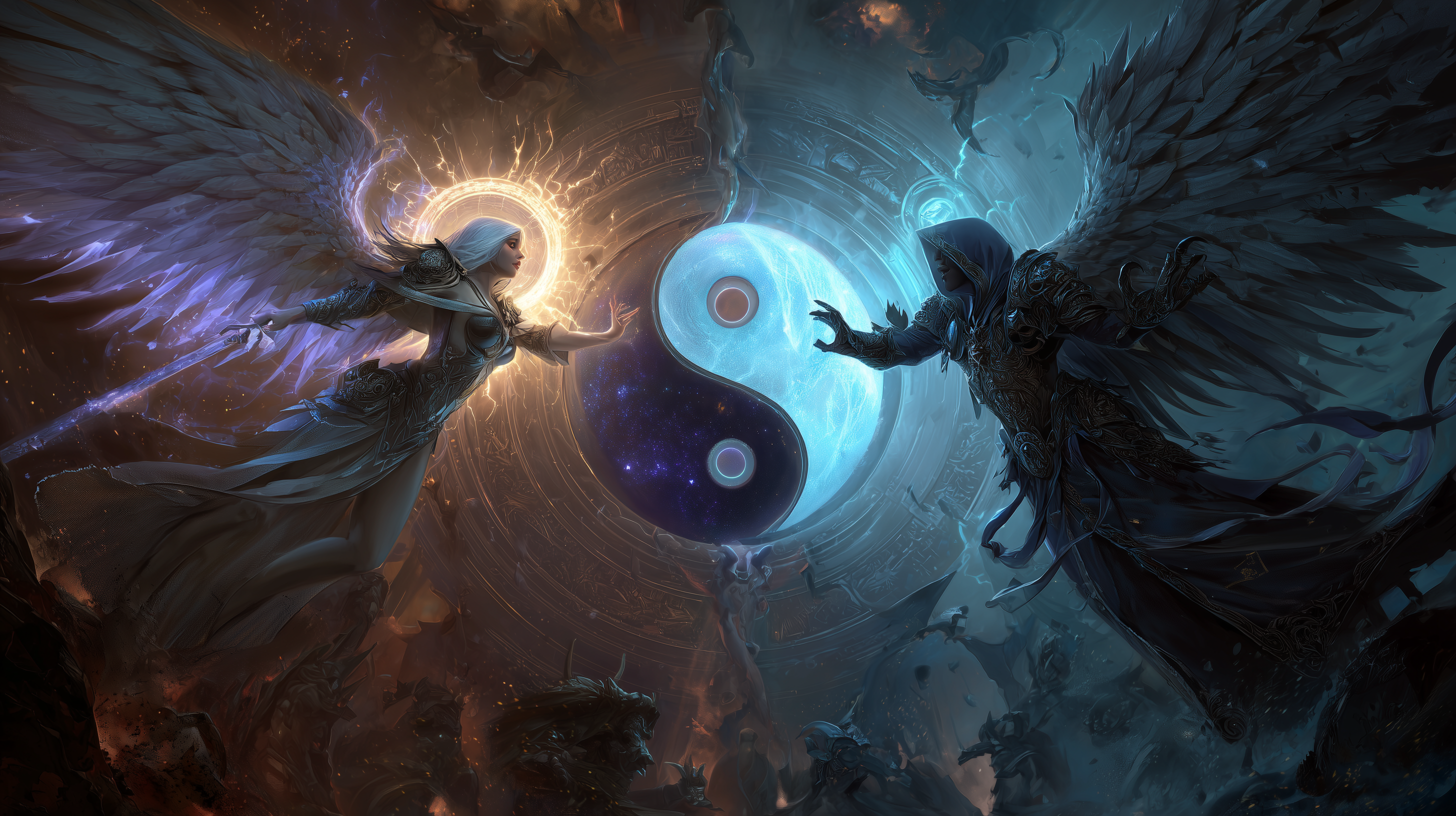 fond d'écran Yin et yang 1440p hd téléchargement gratuit