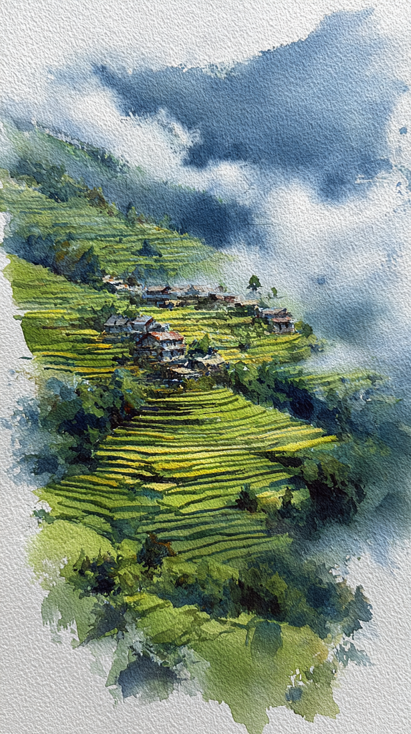 fond d'écran Rizière iphone 16 plus gratuit
