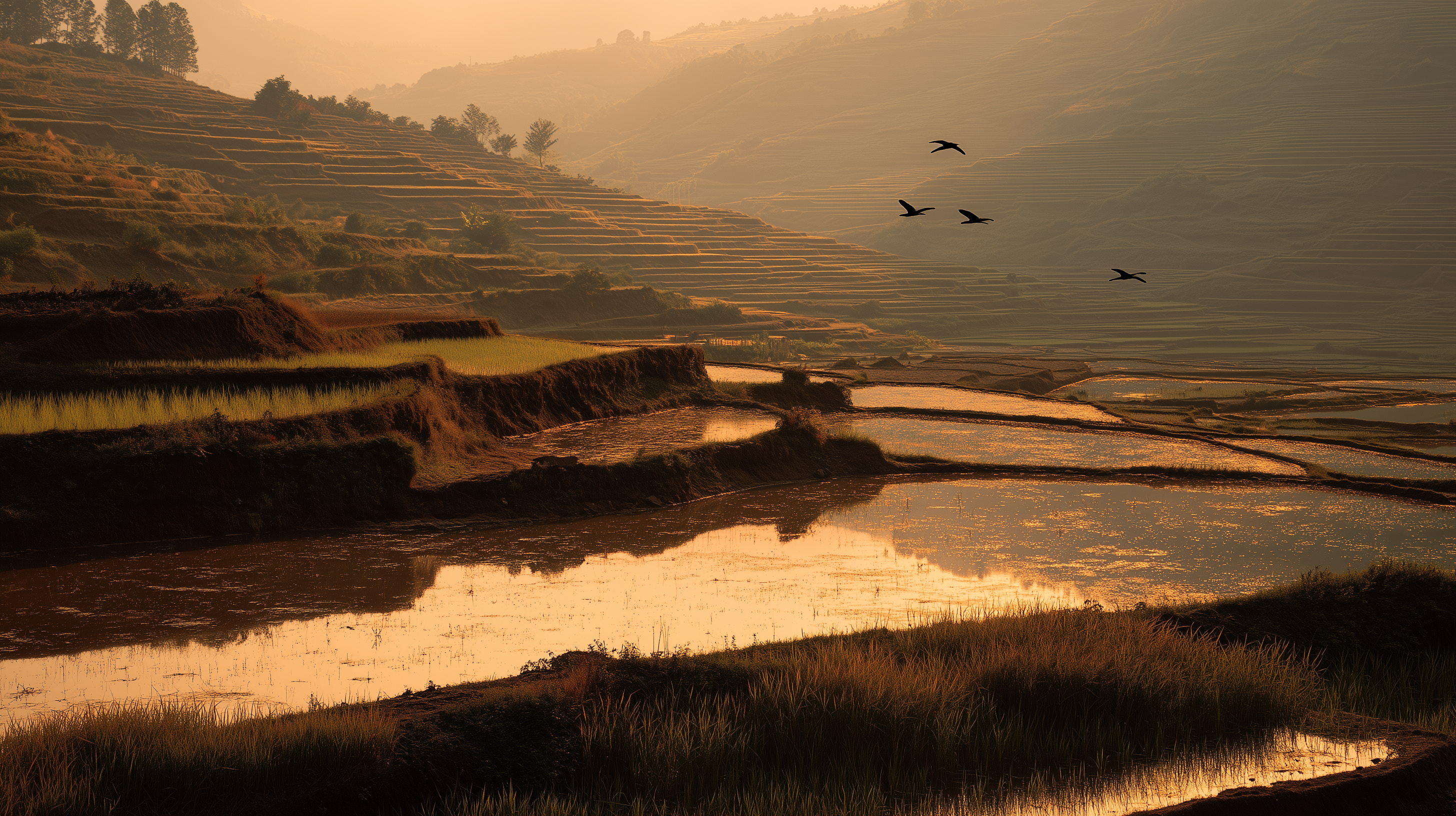 fond d'écran Rizière ultrawide 2560x1080 téléchargement gratuit