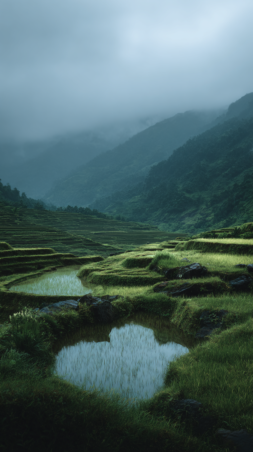 fond d'écran Rizière pour téléphone télécharger gratuit