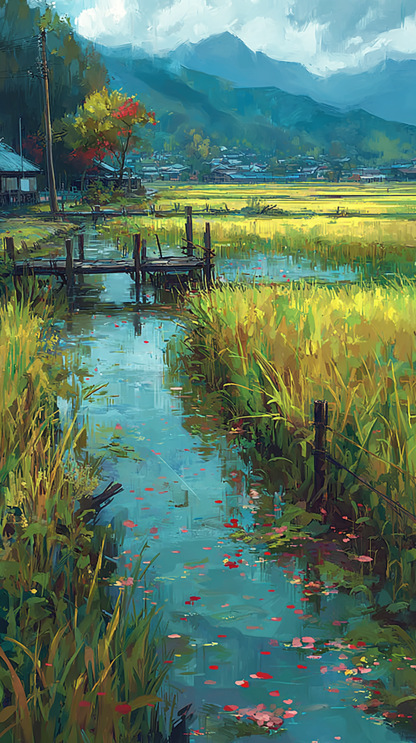 fond d'écran Rizière iphone 17