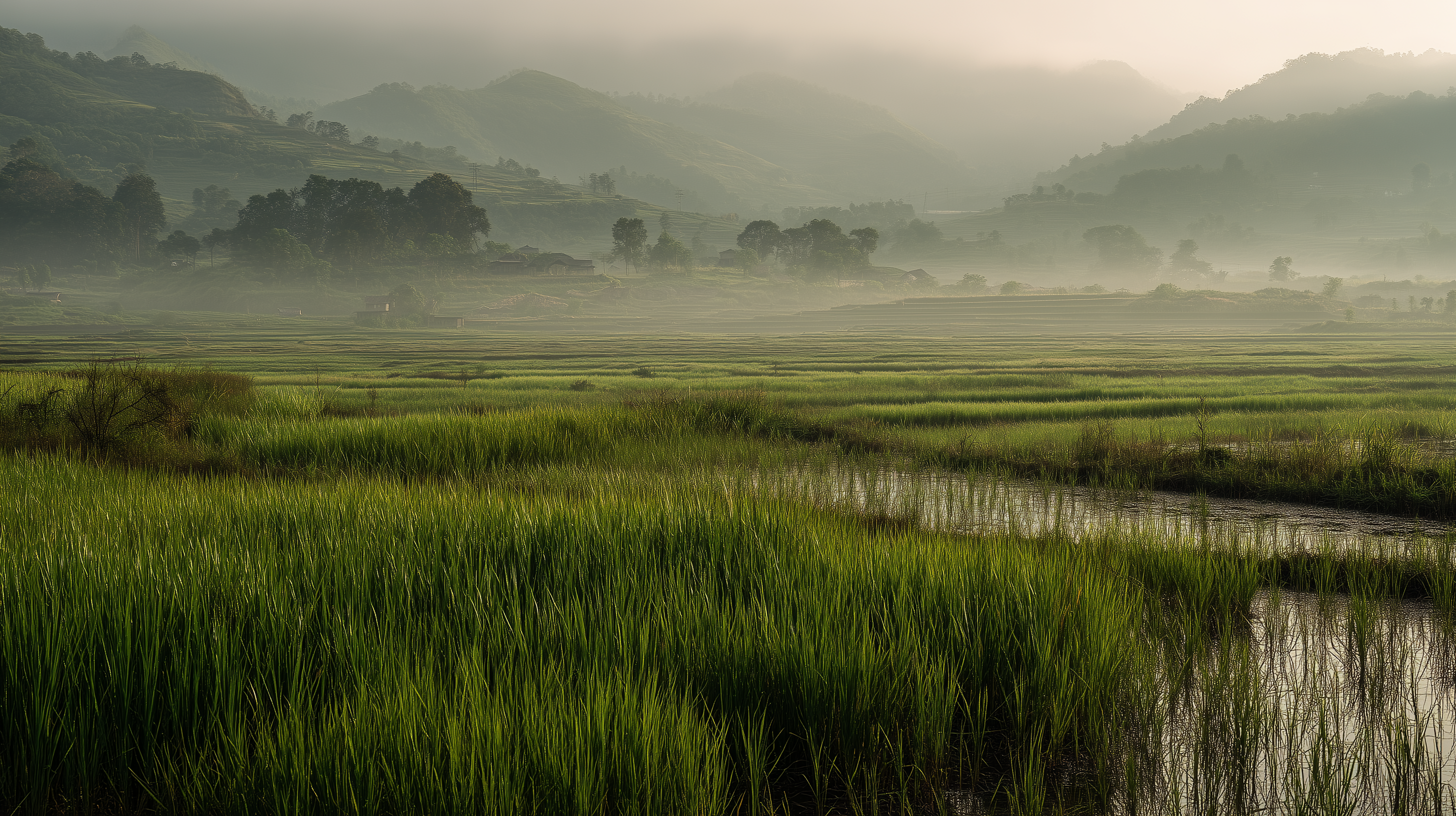 fond d'écran Rizière 16:9 4k téléchargement gratuit