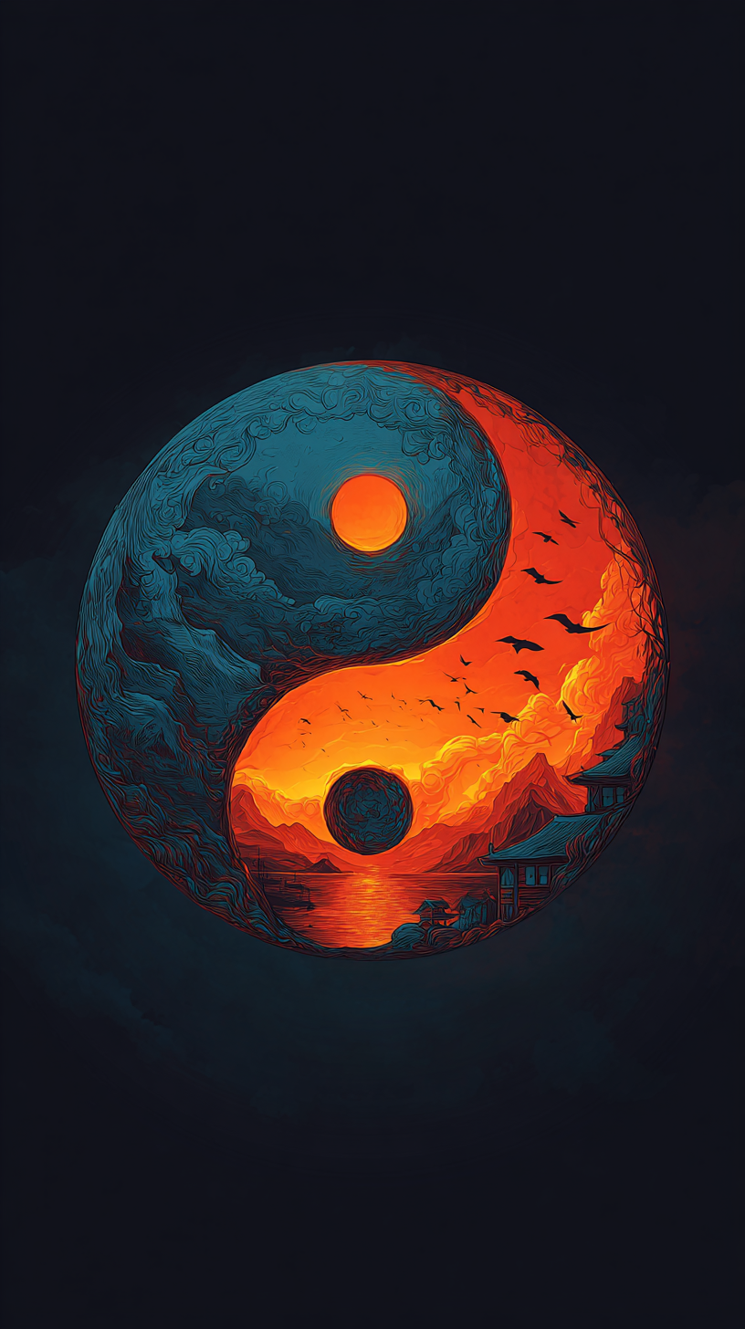 fond d'écran Yin et yang iphone xr gratuit