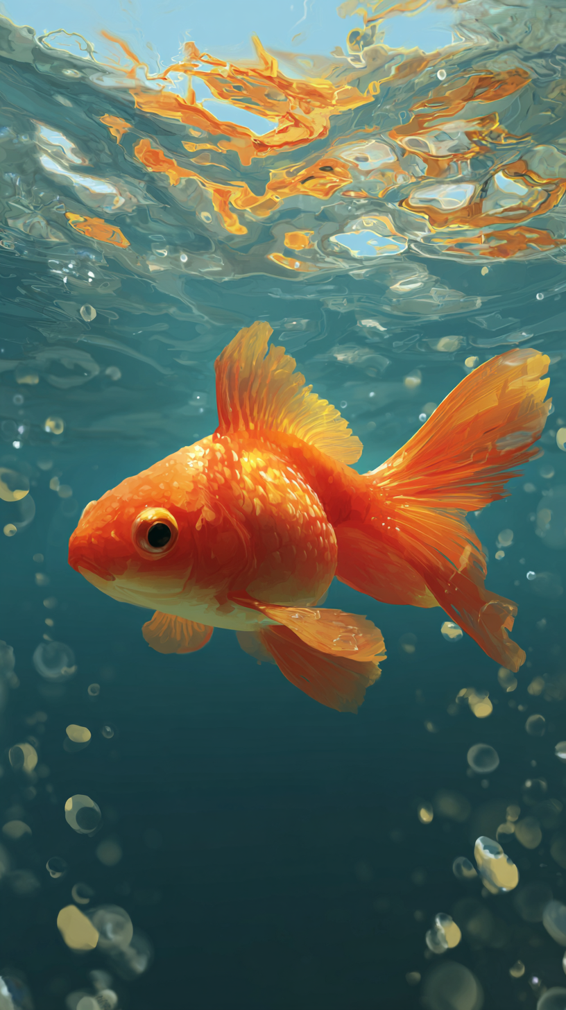 iphone fond d'écran Poisson rouge kawaii gratuit