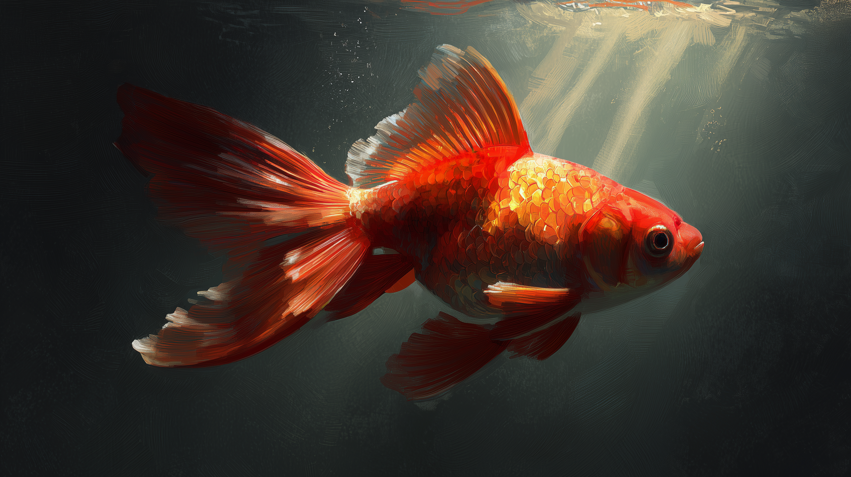 fond d'écran Poisson rouge windows 11 ultra hd téléchargement gratuit