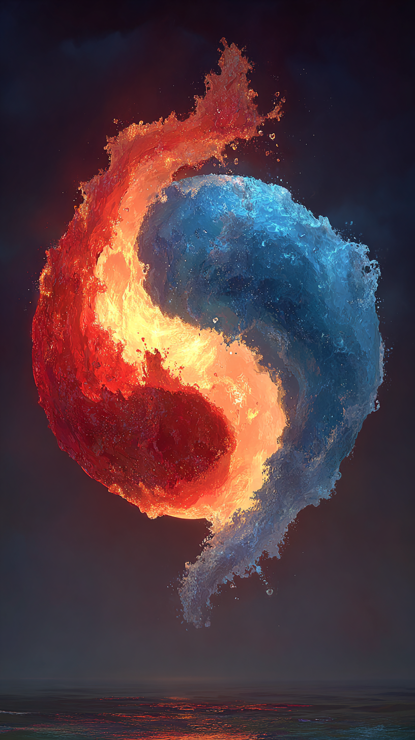 fond d'écran feu et eau téléphone Realme télécharger gratuit