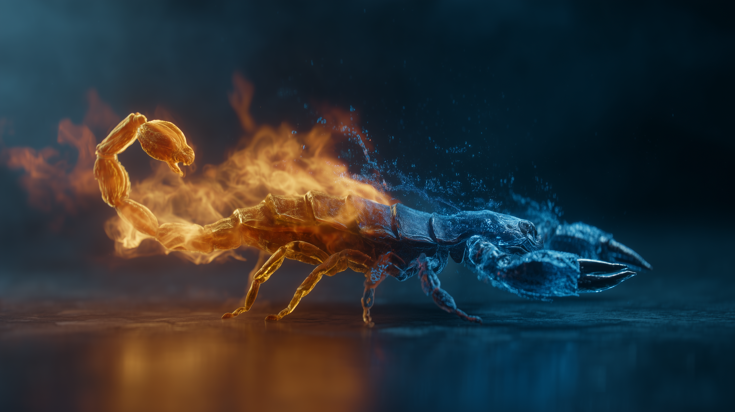 fond d'écran feu et eau 16:9 4k téléchargement gratuit