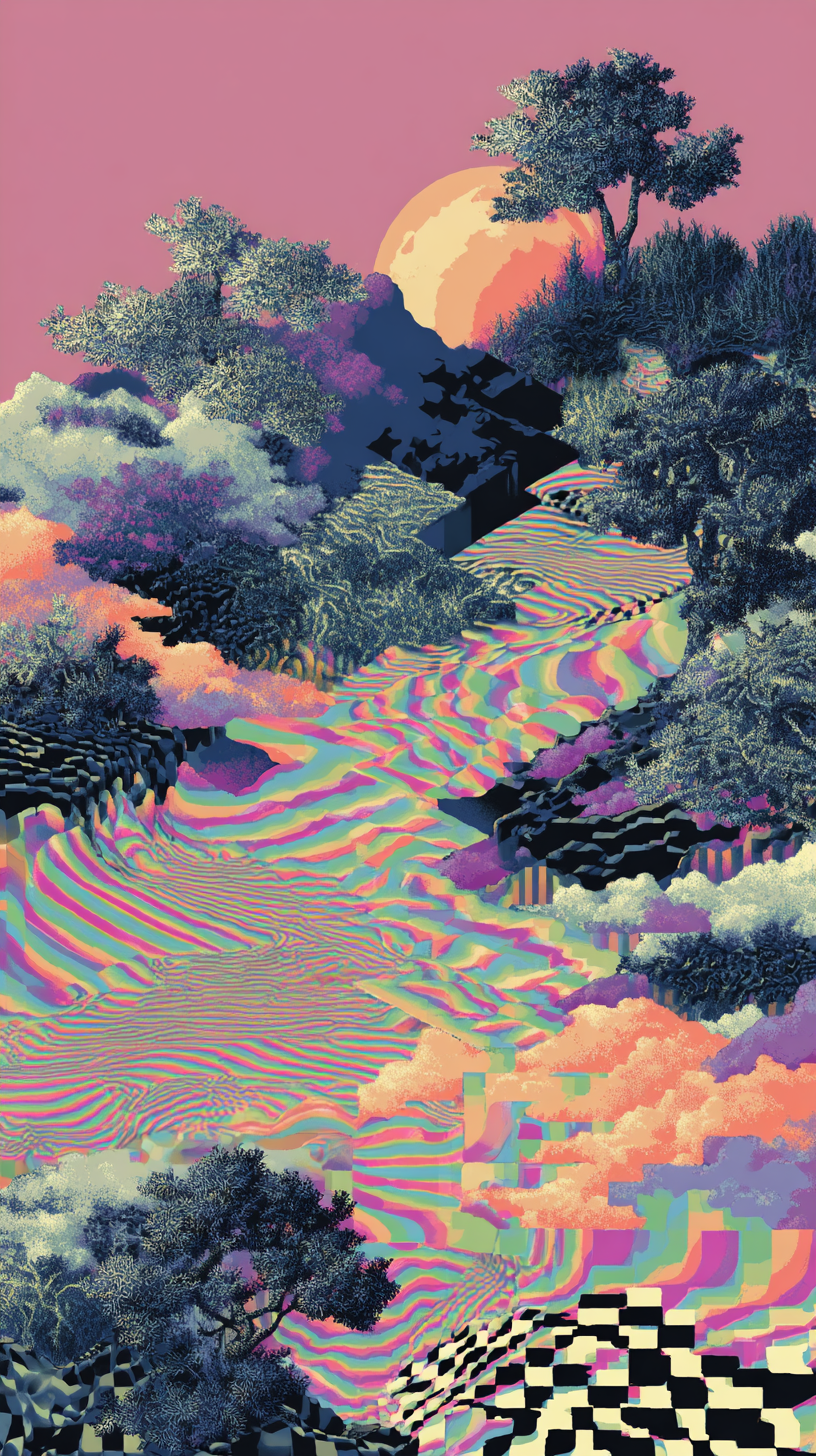 fond d'écran glitch iphone 15 pro gratuit