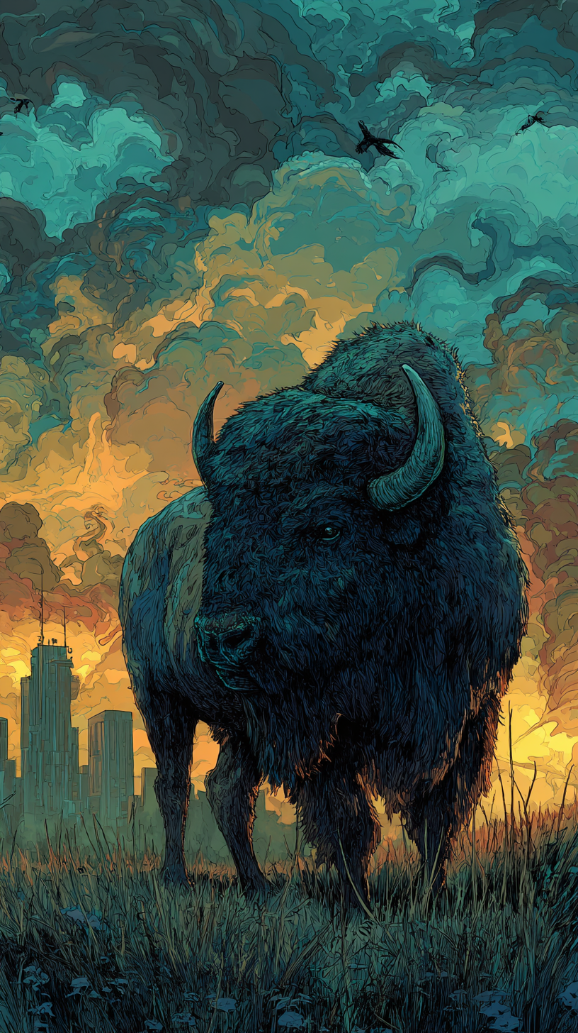 iphone fond d'écran Bison kawaii gratuit