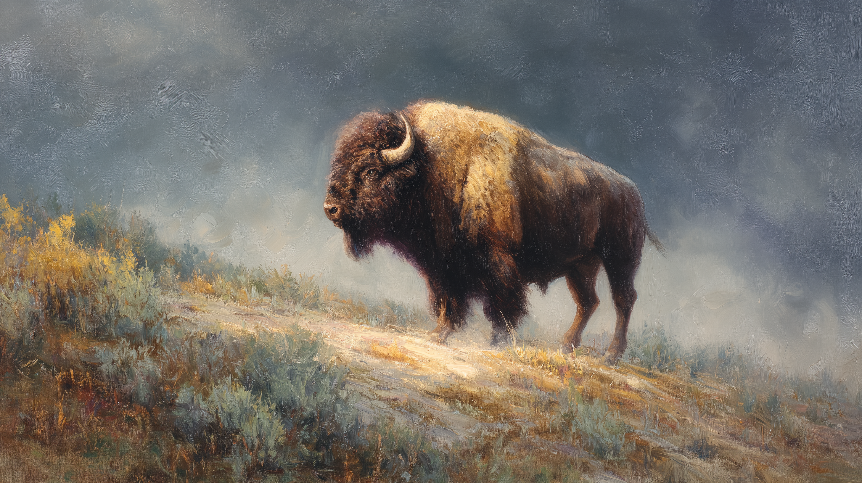 fond d'écran Bison 16:9 4k téléchargement gratuit