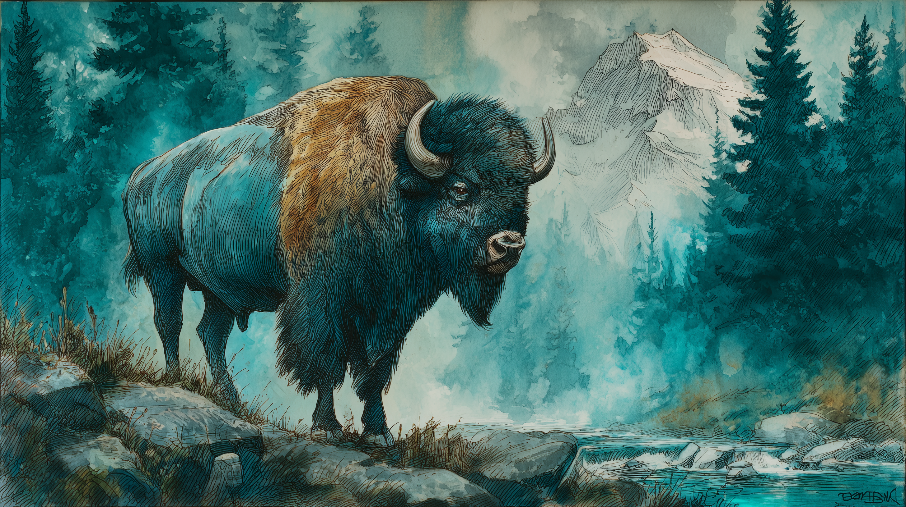 fond d'écran Bison pc 5120x2880 téléchargement gratuit