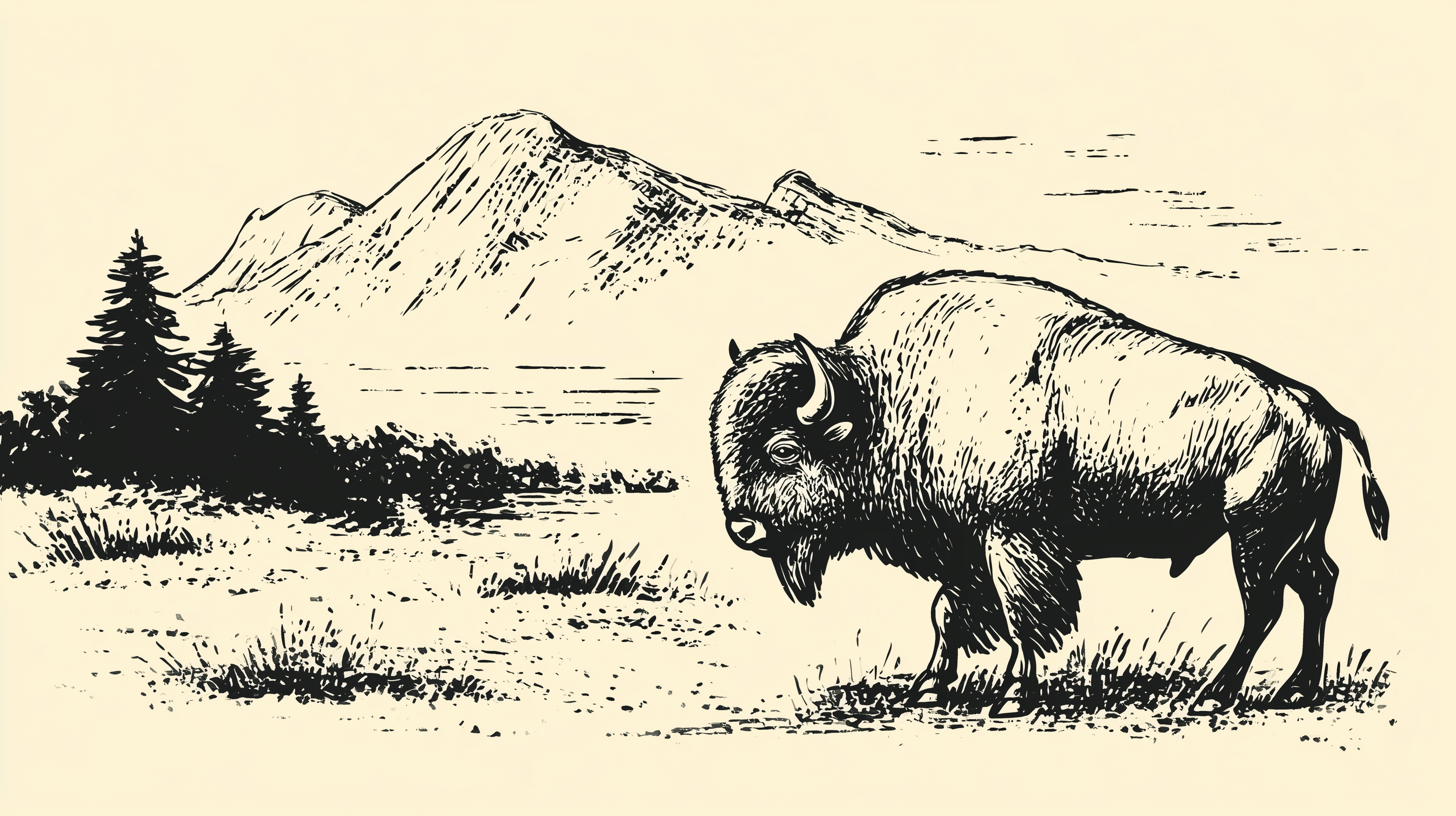fond d'écran Bison 3840 x 1080 téléchargement gratuit