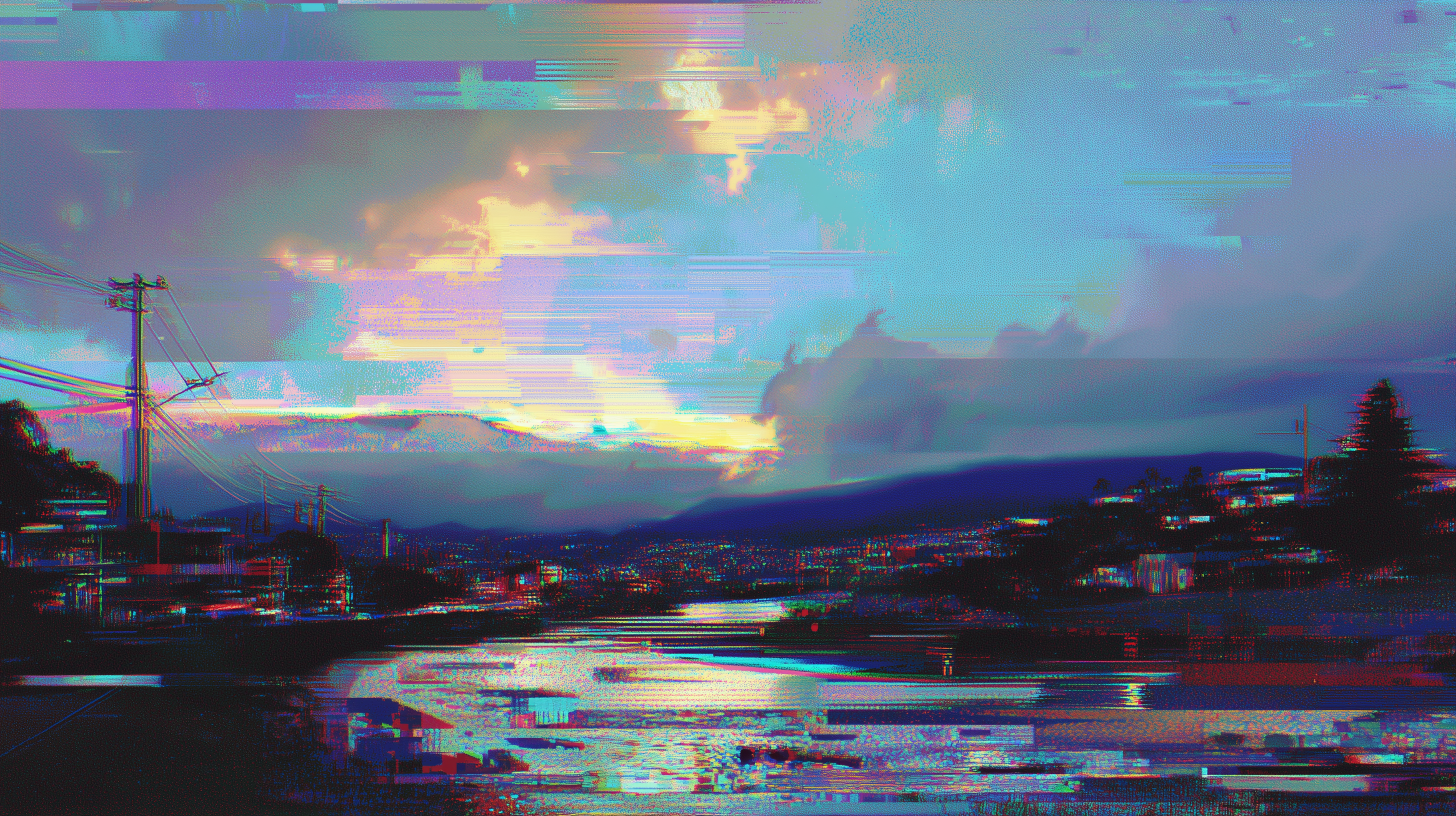fond d'écran glitch ultrawide 2560x1080 téléchargement gratuit