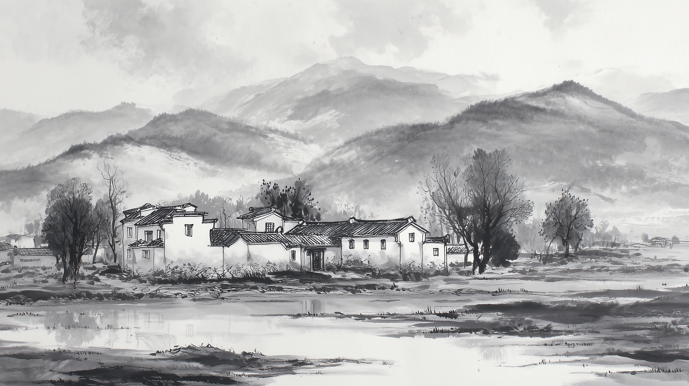 fond d'écran Sumi e 16:9 4k téléchargement gratuit