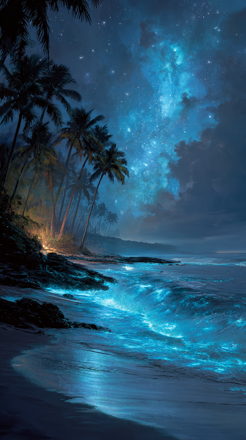 fond d'écran Bioluminescence iphone 15 4k télécharger gratuit