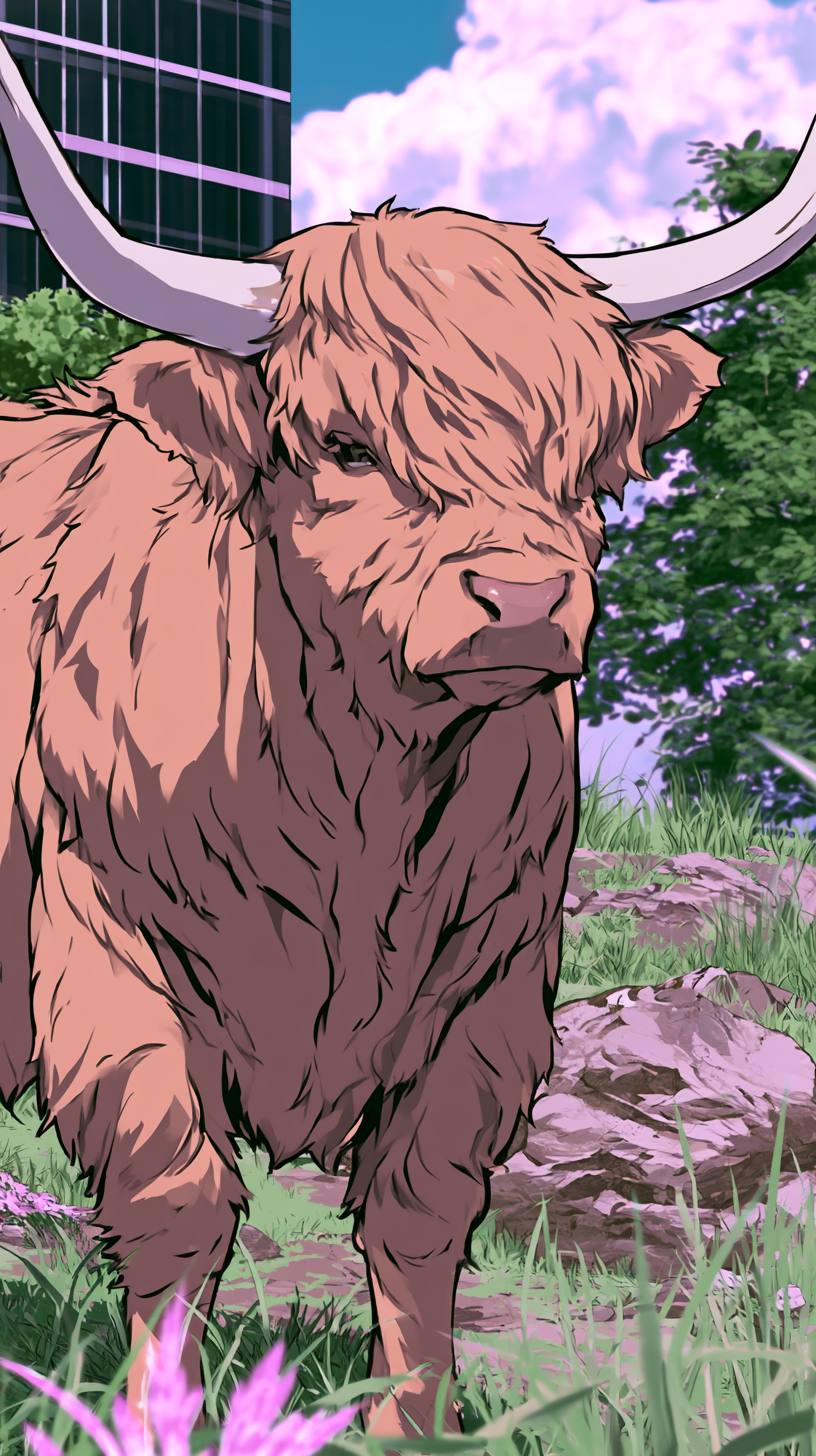 fond d'écran Highland cattle téléphone Huawei gratuit