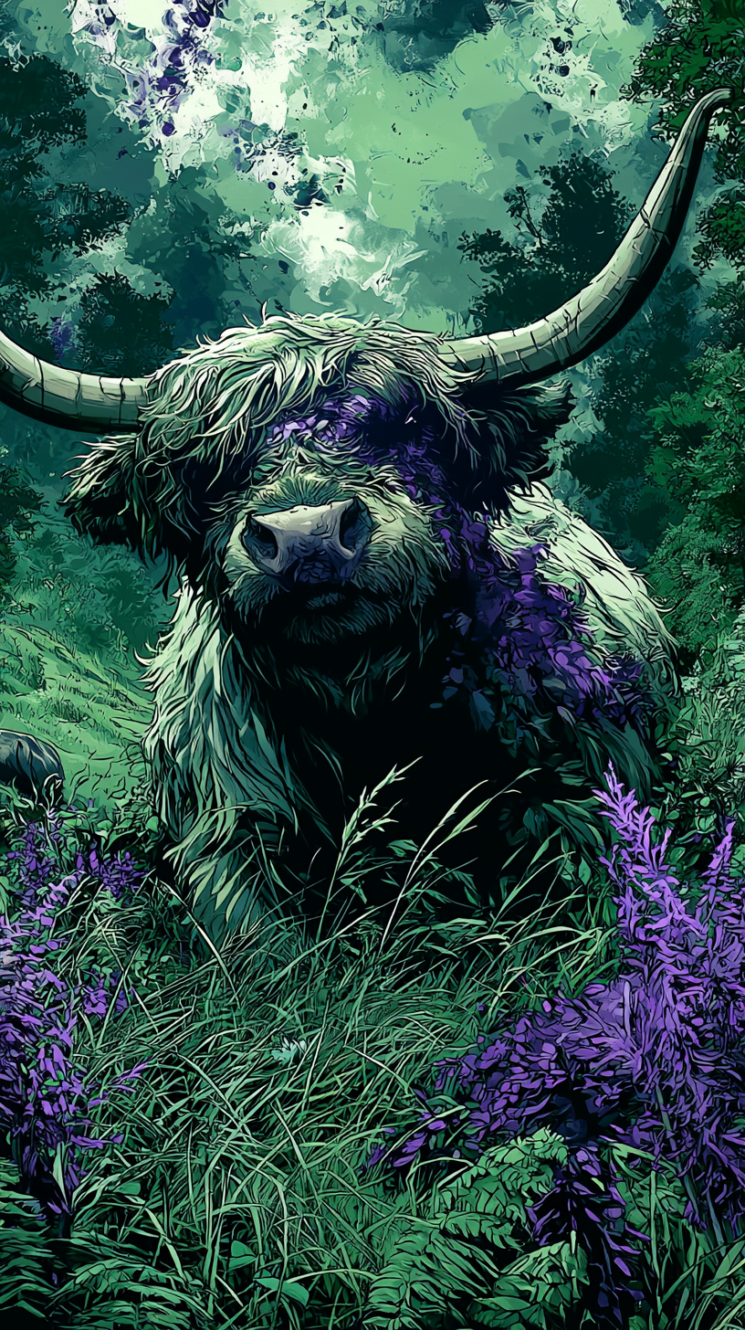 fond d'écran Highland cattle iphone 15 4k télécharger gratuit