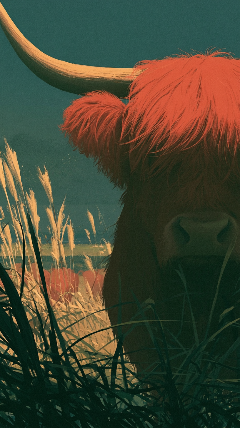 fond d'écran Highland cattle iphone 15 pro max 4k gratuit